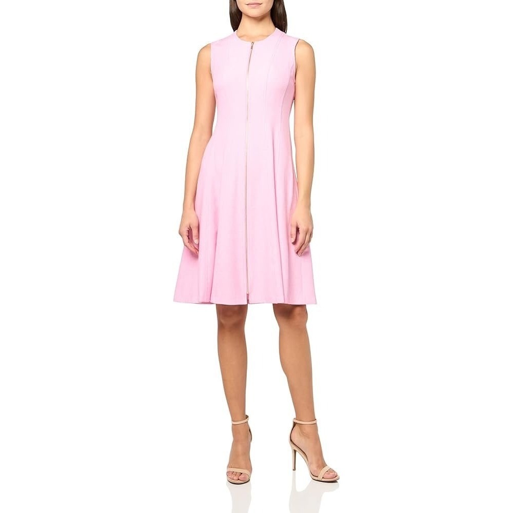 Calvin Klein Sleeveless Pink A-Line Zip-Front Dress